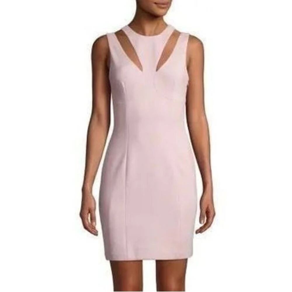 Bailey 44 Pastel Baby Pink Mini Dress‎ Womens Deuce Cut-Out Ponte Bodycon Fitted